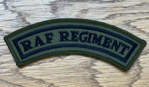 RAF Regiment Black on olive Green Shoulder Title