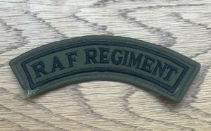 RAF Regiment Shoulder Title Black on Green