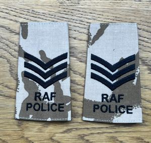 RAF Police Sergeant Rank Slides Pair Desert