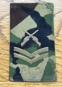Royal Logistical Corps Corporal Crossed Rifles Rank Slide