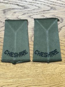 Cheshire Regiment Rank Slides Pair