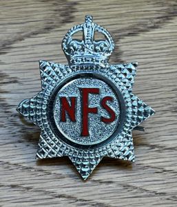 British WW2 NFS National Fire Service Cap Badge