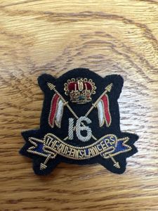 16th Queens Lancers Officers Cap Badge