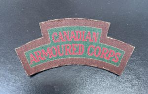 WW2 Canadian Armoured Corps Printed Canvas Shoulder Title