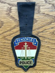 Hungary Rendorseg Police Shield on Leather Hanger
