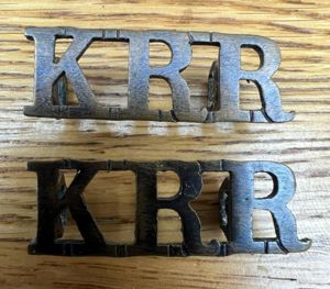 Kings Royal Rifle Corps Blackened Brass Shoulder Titles