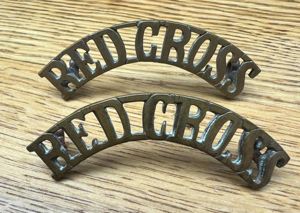 Red Cross Brass Shoulder Titles Pair