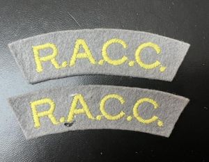 R.A.C.C, Pair Shoulder Titles Starch Back