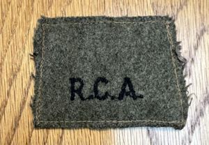 Royal Canadian Artillery Slip on Title WW2
