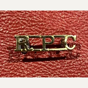 Royal Pioneer Corps Gold Anodised Shoulder Title RPC