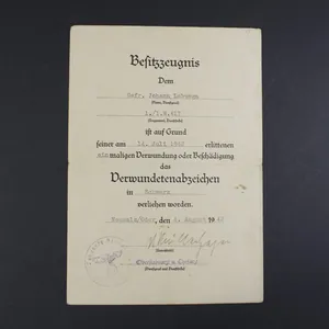 Black wound badge award document