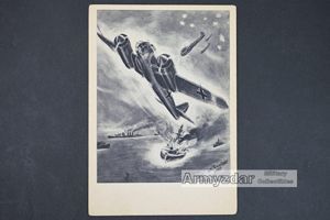 LW Postcard 'Volltreffer auf englisches Panzerschiff'