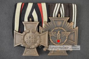 Ordenschnalle Ehrenkreuz für Frontkämpfer + NSDAP Dienstauszeichnung in Bronze