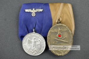 Ordenschnalle WH Dienstauszeichnung für 4 Jahre + Schutzwallehrenzeichen