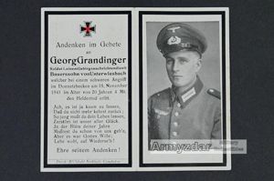 WH GBJ Nachricht Death notice „Georg Grandinger'