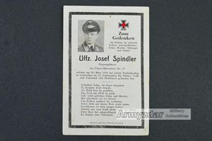 LW Death notice „Josef Spindler'