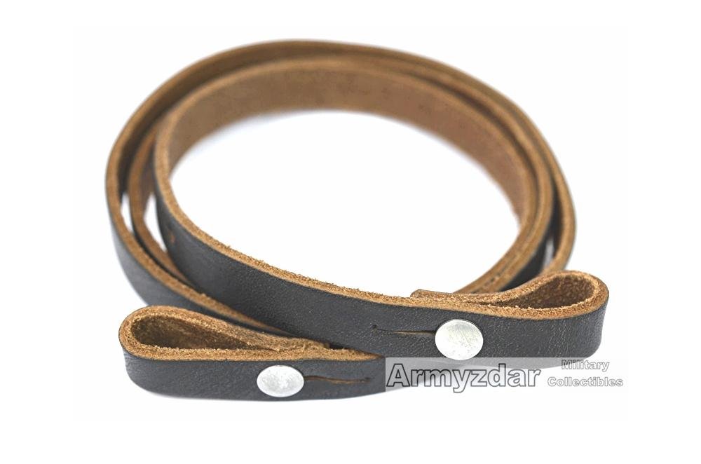 Repro German binocular leather neck strap + buttoning flap – black — image 4