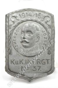 Austria-Hungary cap badge – K. u. K. INFRGT. N=37