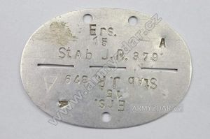 German dog-tag – Ers.15 Stab J.R. 379