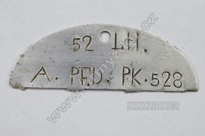 German half dog-tag – 52 LH. A. PF.D. PK. 528