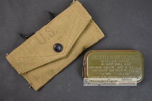 US M1942 Tan first aid pouch + dressing 'British made'