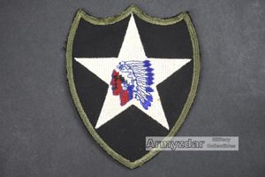WW2 US 2nd Infantry Division on twill patch „Green back/border'
