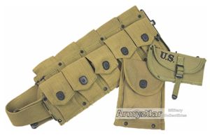 Repro used Garand belt + axe carrier + pouch