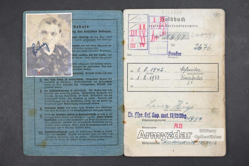 LW Soldbuch „Ln.Fspr.Ers.Kop.mot.17/13 Nbg.' — image 3