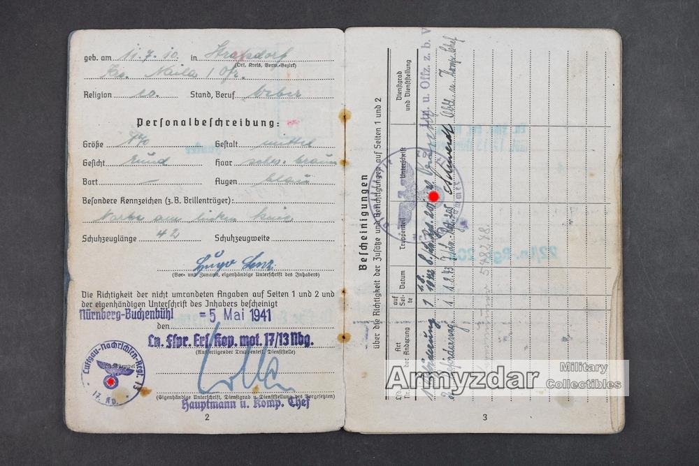 LW Soldbuch „Ln.Fspr.Ers.Kop.mot.17/13 Nbg.' — image 4
