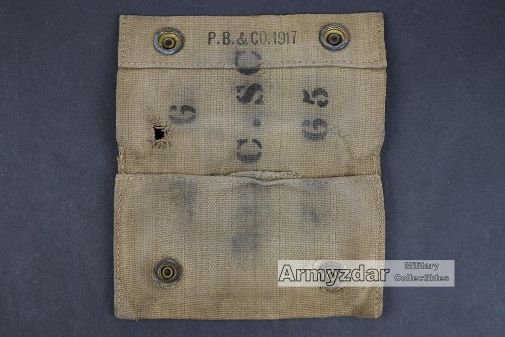 US M1910 Tan first aid pouch 'P.B.&CO.1917' — image 2