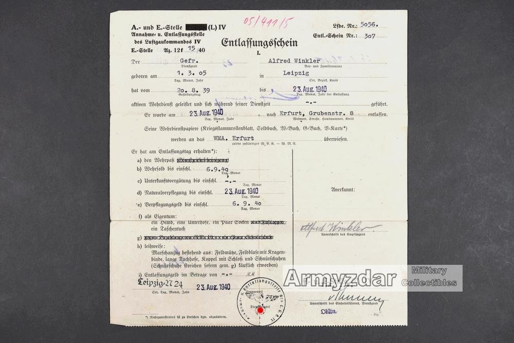 LW Wehrpaß „Fla. M. G. Res. R. 114' — image 19