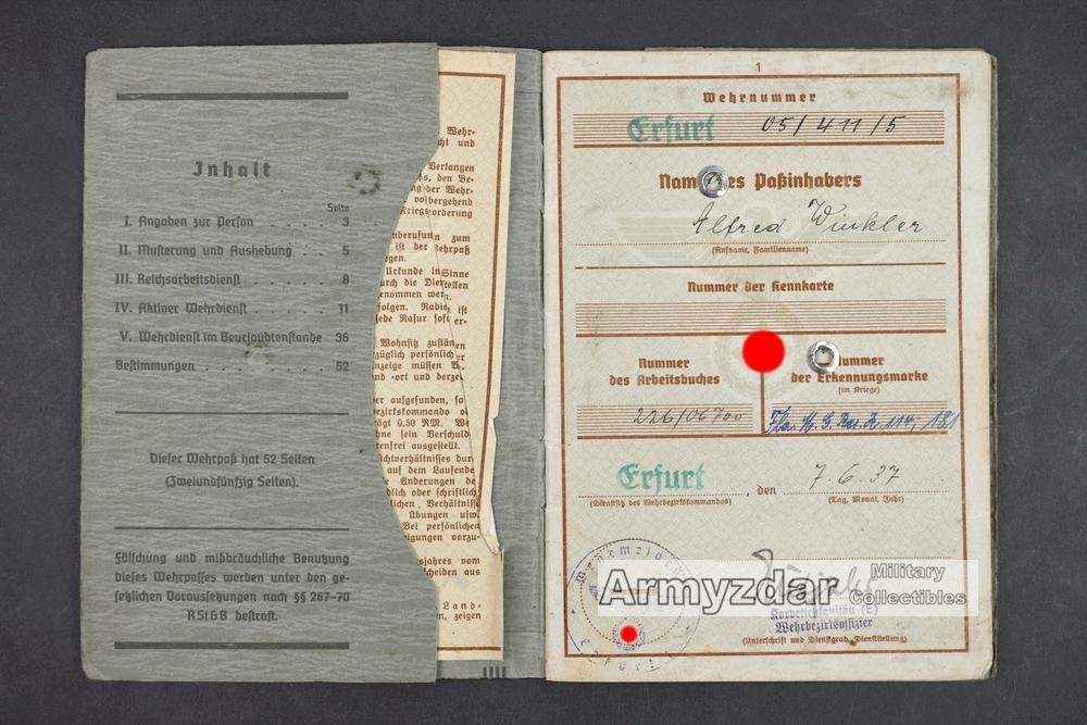 LW Wehrpaß „Fla. M. G. Res. R. 114' — image 2