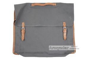Repro German grey bag with brown leather 'Kleidersack'