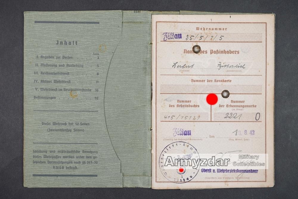 WH Wehrpaß „6./Pz.Ausb.Abt.18' — image 2