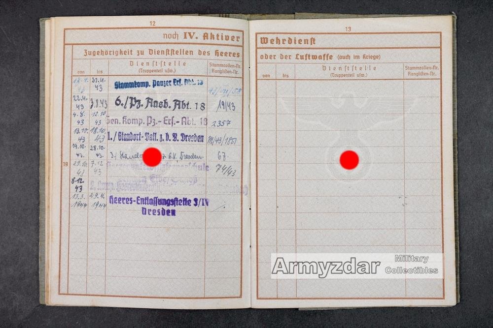 WH Wehrpaß „6./Pz.Ausb.Abt.18' — image 7