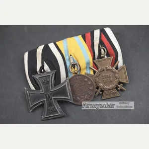 Ordenschnalle EK II 1914+Sachsen Medaille+Frontkämpfer 1914-1918