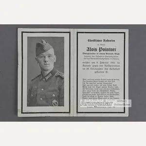 WH Death notice „Grenadier Rgt., A. Pointner'