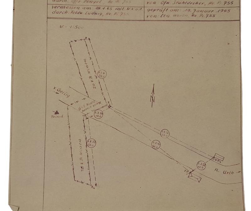 a german WW2 period Battle of the Bulge drawn mine maps — image 3