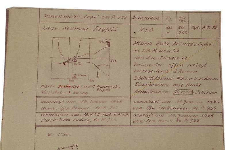 a german WW2 period Battle of the Bulge drawn mine maps — image 4