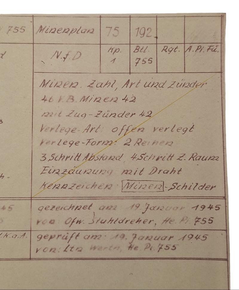 a german WW2 period Battle of the Bulge drawn mine maps — image 7