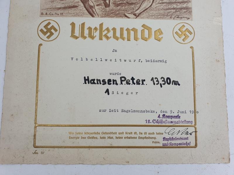 a Nazi certificat for shot putter'volballweitwurf' — image 5
