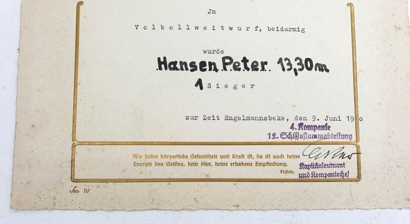 a Nazi certificat for shot putter'volballweitwurf' — image 6