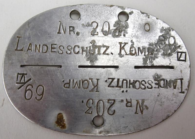 a Erkennungsmarke Landesschütz. Komp. 69/VI No.203 — image 3