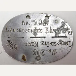 a Erkennungsmarke Landesschütz. Komp. 69/VI No.203