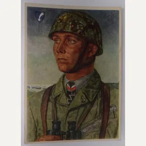 german ww2 postycard from Fallschirmjager major Major Roch