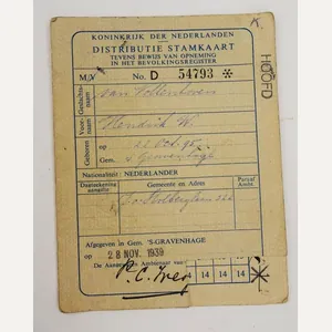 a dutch ww2 pedigree card 'the Hague'