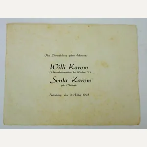 a german ww2 waffen ss wedding card