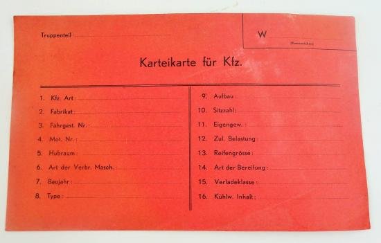 a wehrmacht vehicle index card — image 2