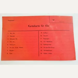 a wehrmacht vehicle index card