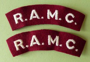 Pair of Royal Army Medical Corps 'R.A.M.C.' Machine-embroidered Cloth Shoulder …